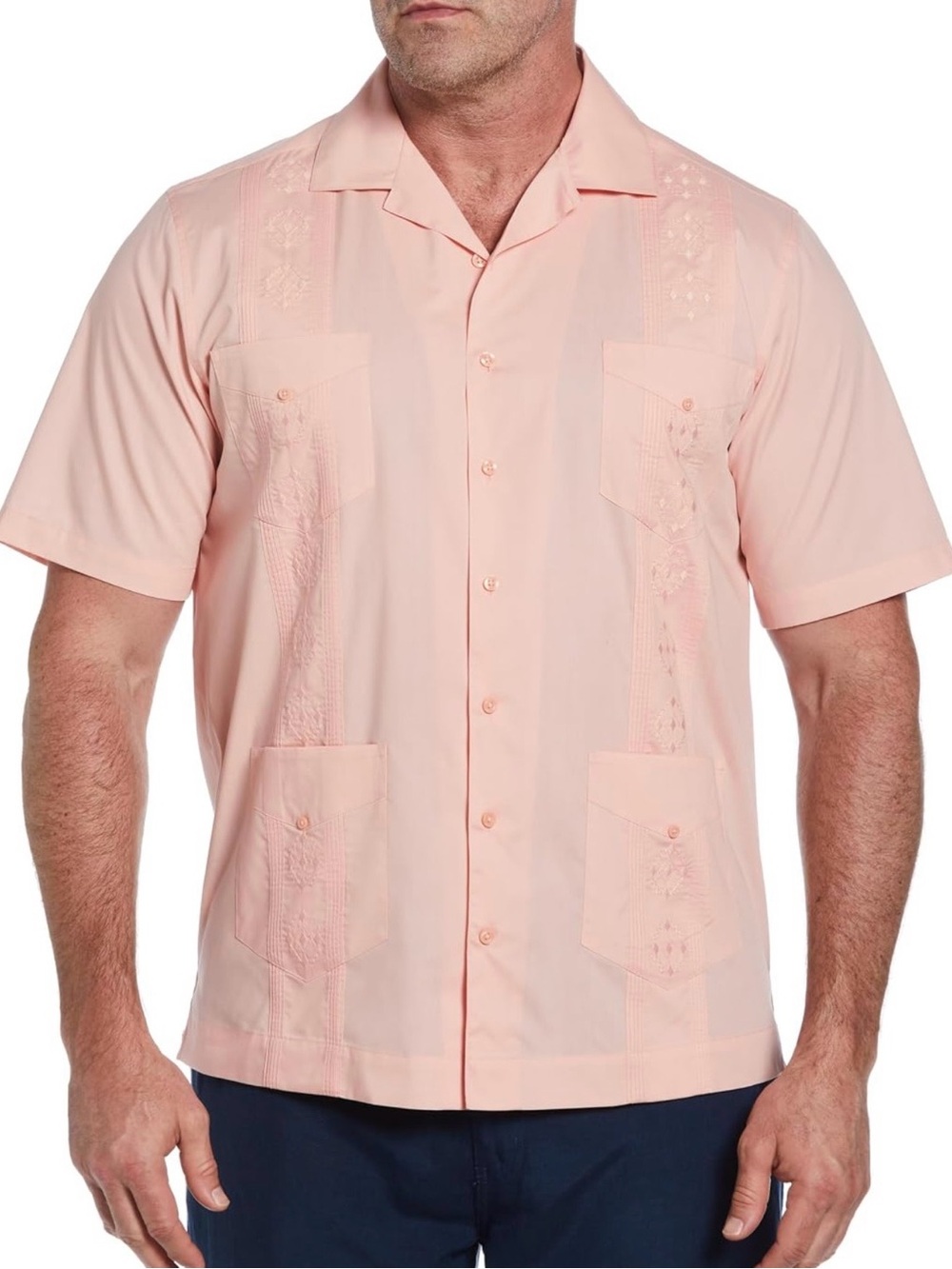 Cubavera Cuban Style Four-Pocket Embroidered Short-Sleeve Guayabera Shirt 2XLT